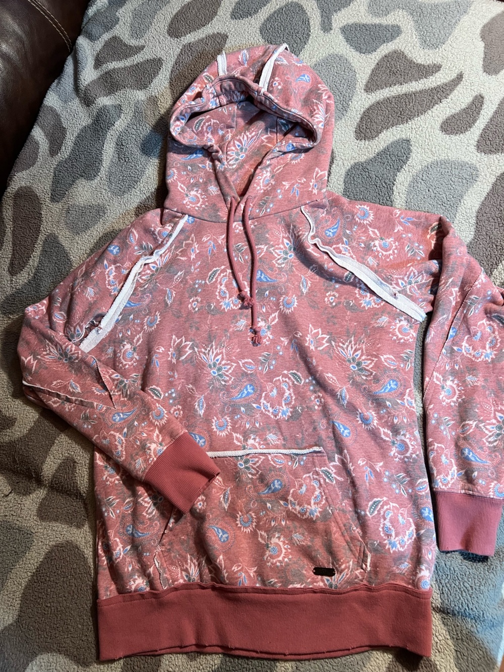 Hooey Rose-Pink Floral Pullover Hoodie